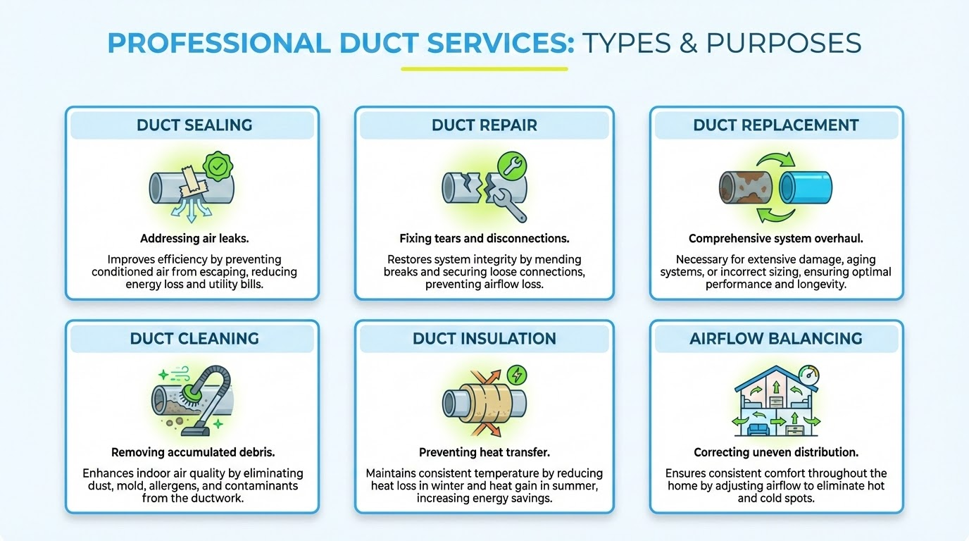 Comparison of different duct services available for Houston homes