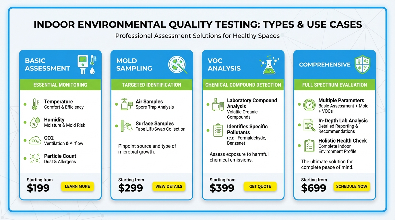 Professional indoor air quality testing equipment used in Houston homes