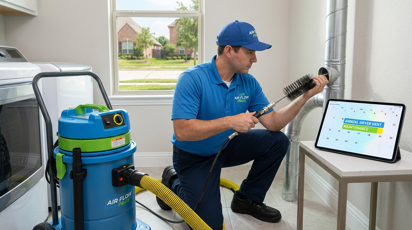 Professional dryer vent cleaning frequency for Houston homes