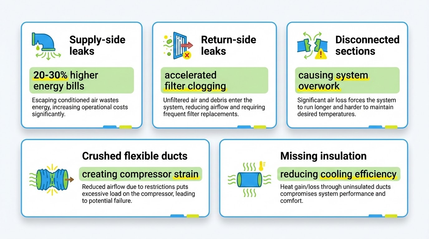 HVAC system working too hard due to duct problems in Houston home