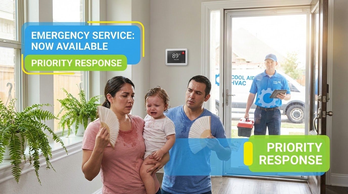 Houston home during extreme summer heat requiring emergency AC repair