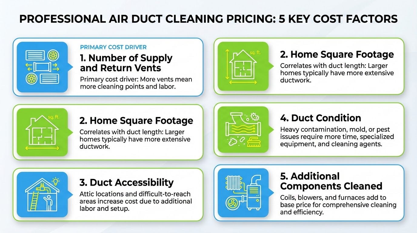 Air duct cleaning cost factors for Houston homes