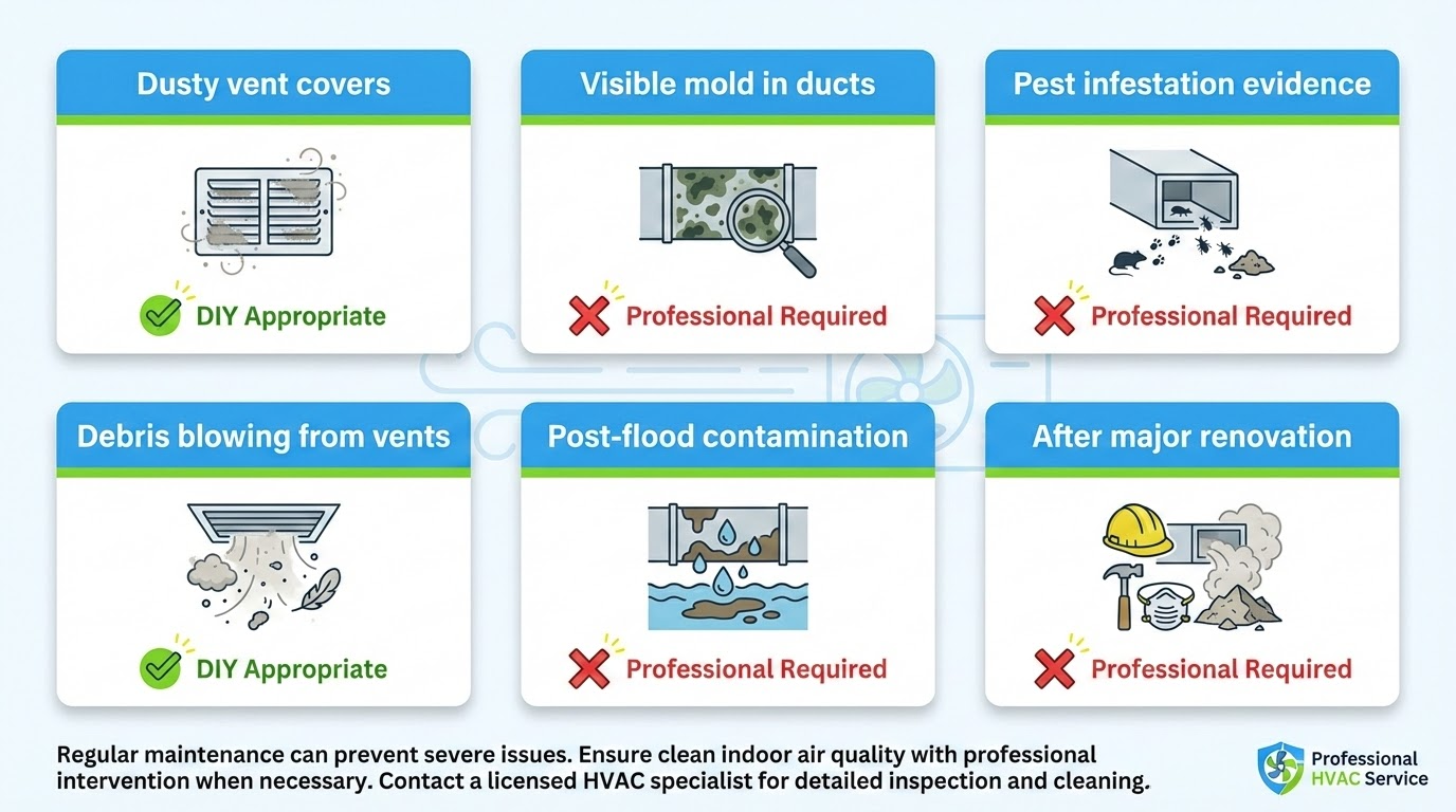 Professional technician inspecting air ducts in Houston home