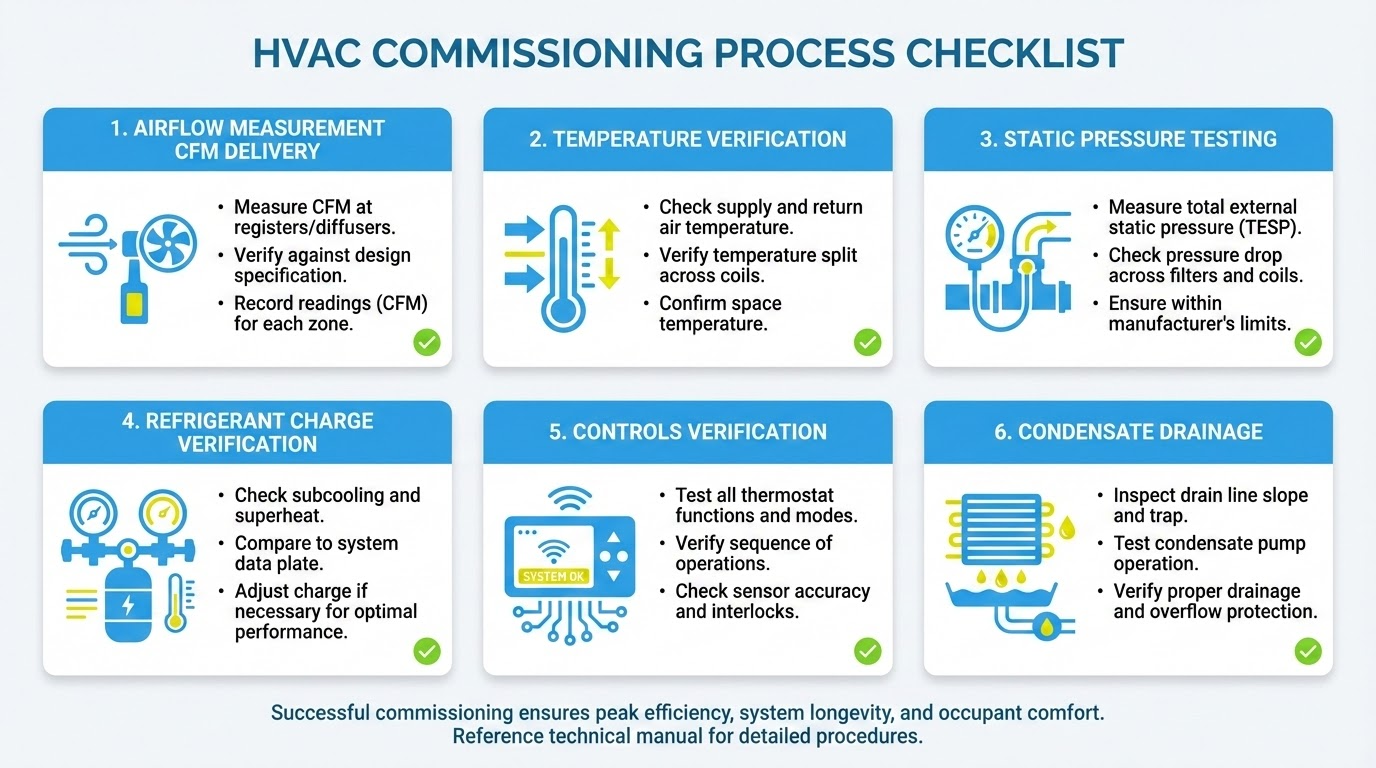 HVAC commissioning process for new construction homes in Houston