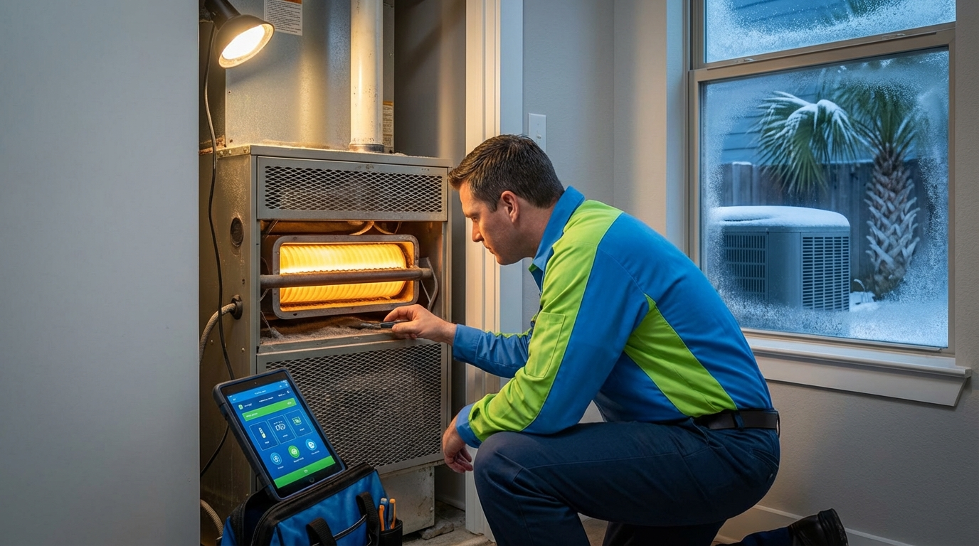 Houston home heating system preparation for winter cold snap weather events